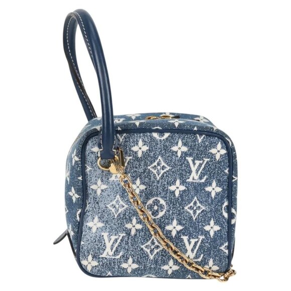 LOUIS VUITTON Monogram Denim Square bag Hand Bag Blue - Picture 2 of 16